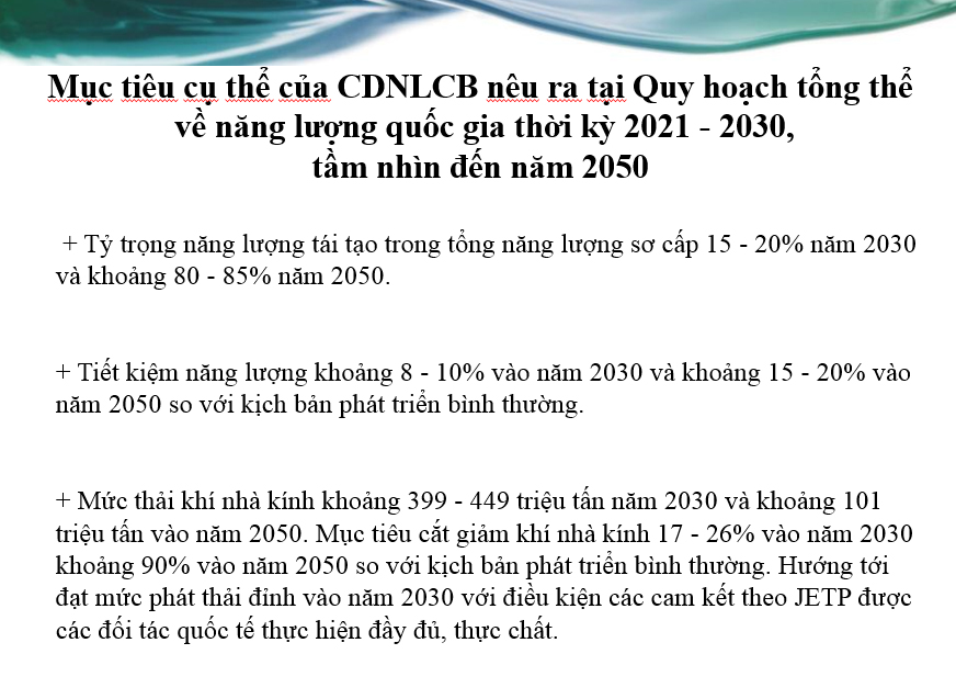 Các chính sách và giải pháp thúc đẩy chuyển đổi năng lượng công bằng hướng tới Net Zero trong bối cảnh Việt Nam