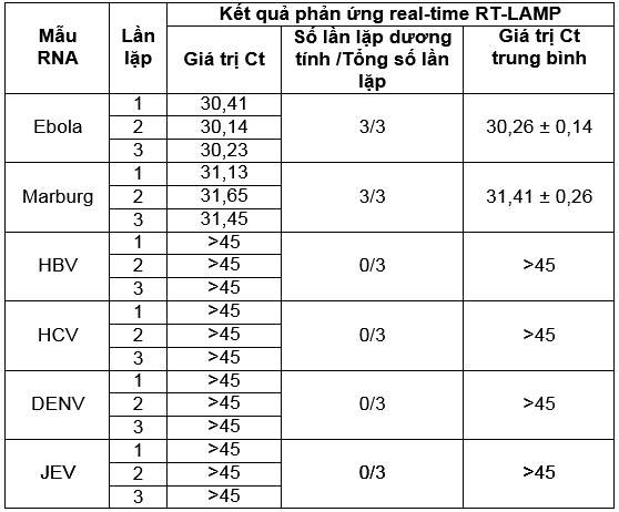 Nghiên cứu xác định các đặc tính Real-time RT-PCR phát hiện đồng thời hai virus Ebola và Marburg