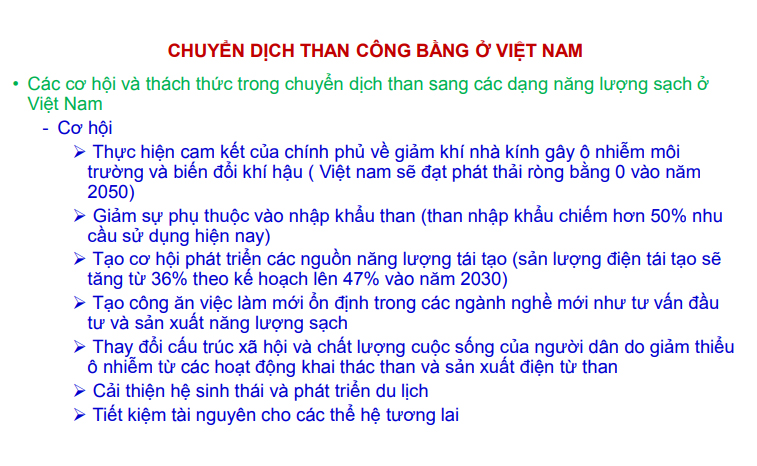 Chuyển dịch than công bằng ở Việt Nam