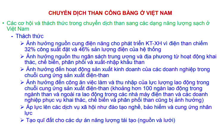 Chuyển dịch than công bằng ở Việt Nam