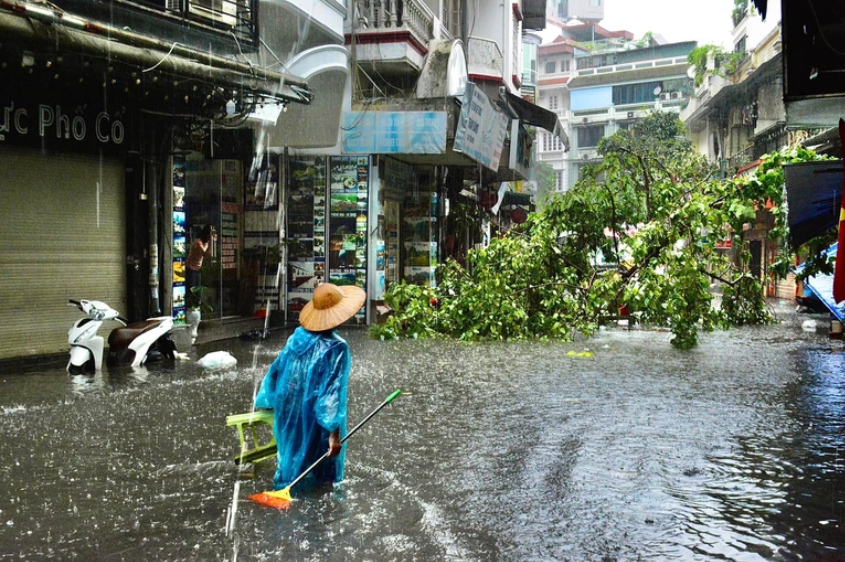 Hà Nội: Phố cổ ngập sâu, cây đổ đè taxi, ô tô 